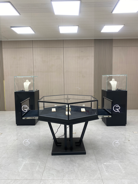 Cabinet de présentation des bijoux irréguliers octogonaux