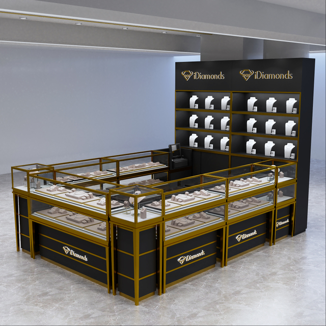 Kiosque de bijoux à double étage noir
